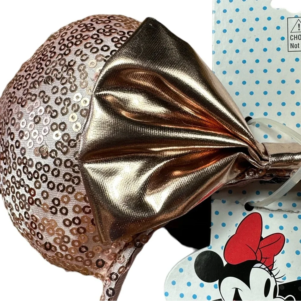 DISNEY: NWT Metallic Rose Gold Sequin Minnie Mouse Ears